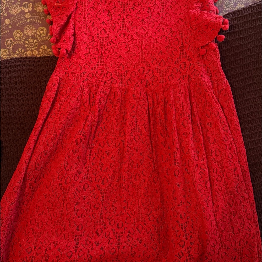 Elegant Red Lace Kids Dress